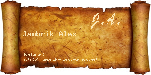 Jambrik Alex névjegykártya